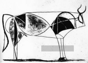 Schwarz weiß Werke - Der Bull State VII 1945 schwarz weiß Picasso
